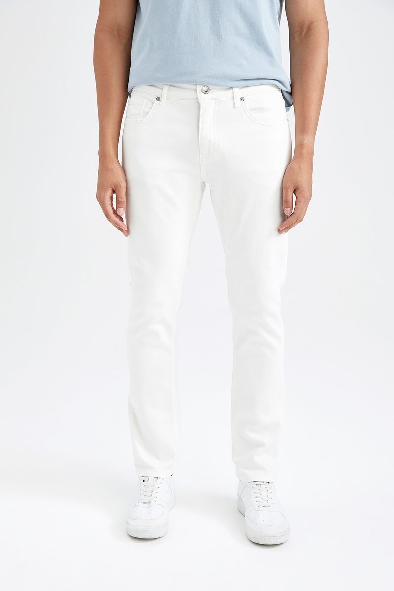 Man Pedro-Slim Fit Denim Denim Trousers -Ecru