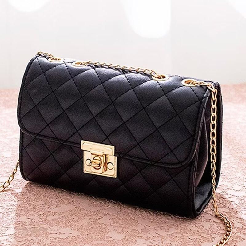 Women Crossbody Bag Leather Shoulder Bag For Ladies Chain Handbags Black
