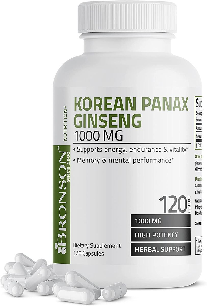 Korean Panax Ginseng 1000 Mg Supports Energy, Endurance & Vitality + Memory And Mental Performance