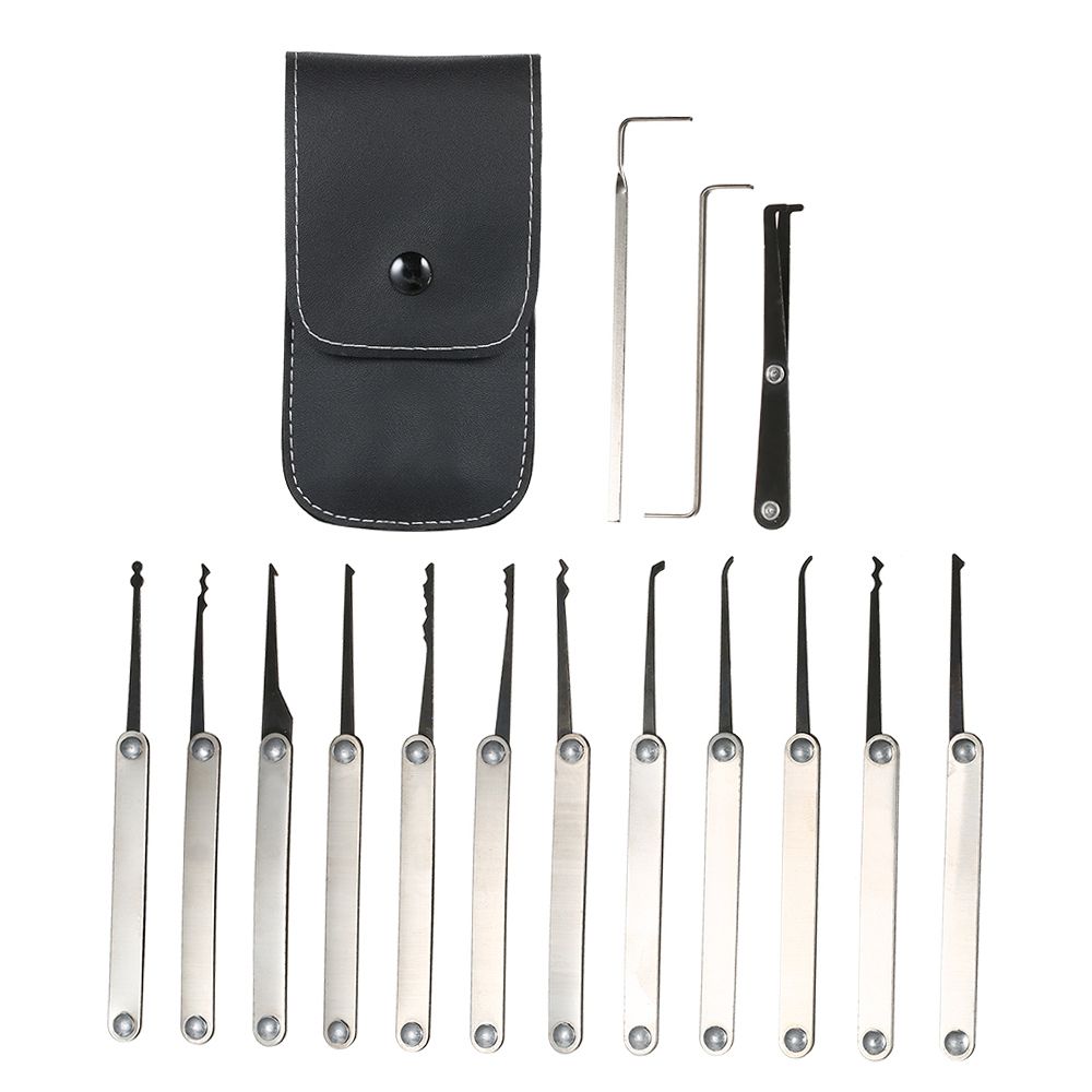 15 PCS Lock Picking Set Stainless Steel Lock Kit Practice