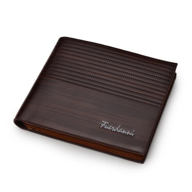 Cartera de cuero de marca de lujo para hombre cartera Retro corta monedero estandar tarjetero-DarkBrown