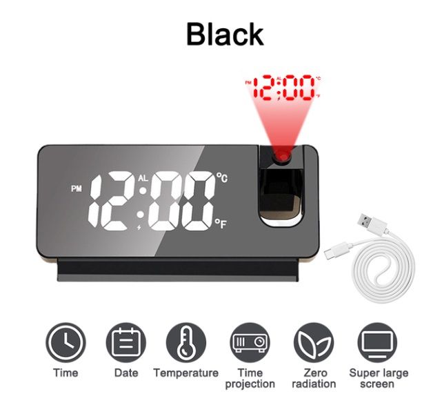 Home Digital LED Display Clock Time Prejection Alarm Clock