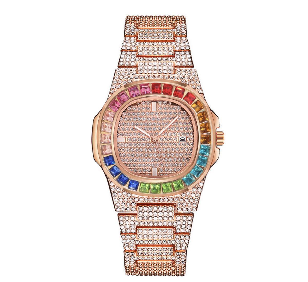 New Arrival Unisex Diamond Quartz Analog Fashion Wristwatch - Rose Gold