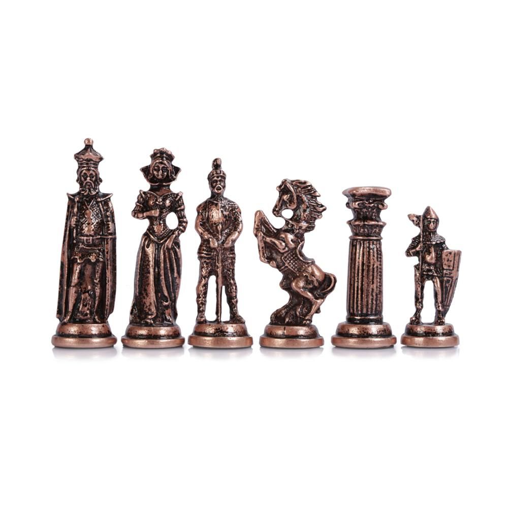 (Only Chess Pieces) Medieval British  Antique Copper Handmade Cool Chess Pieces King 9 Cm Inc (Board Is Not Included)