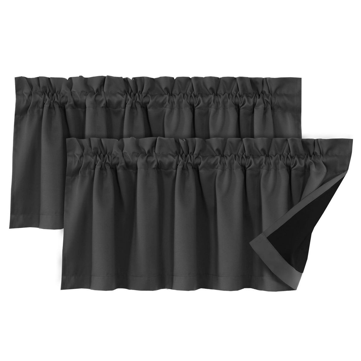 Curtain Valance with Blackout Coating Solid Color Curtain Valance Dark Gray