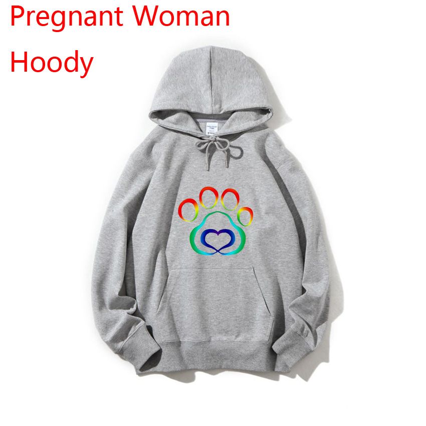 Grey 1105-A Dog Snatches A Bone Print Pregnant Woman Hoodie Spring Autumn Hoody For