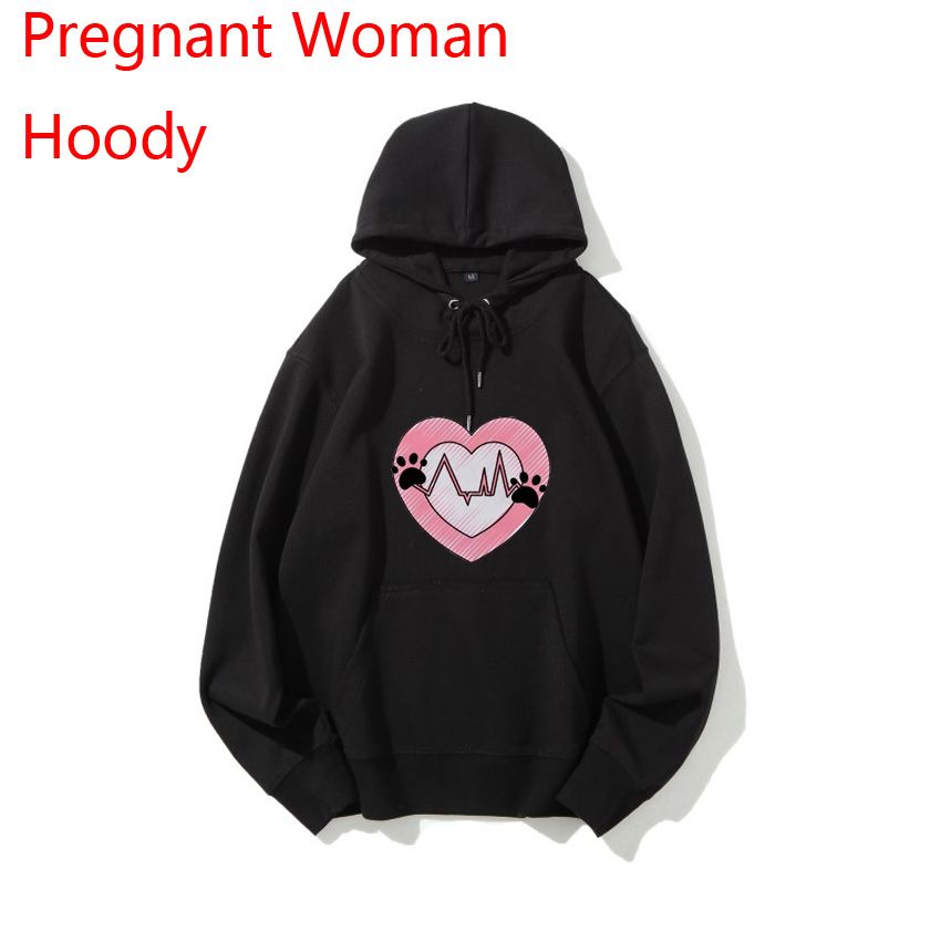 Black 1107-A Dog Snatches A Bone Print Pregnant Woman Hoodie Spring Autumn Hoody For