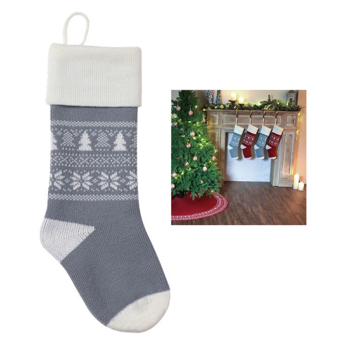 Xmas Day Stocking Kit Large Capacity Candy Gift Bag For Table Grey