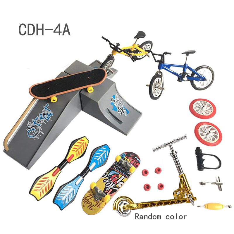 Two Wheel Finger Scooter Deck Bmx Fingertip Fingerboard Shoes Mini Ramp Skateboarding Finger Skate Board Bicycle Set Kids Gifts
