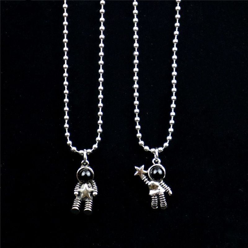 A Pair Of  Couple Astronaut Pendant Necklace
