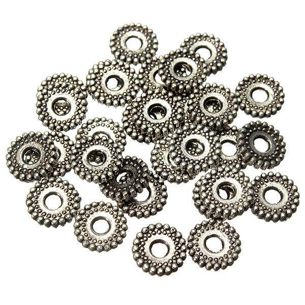 100Pcs 8mm Charms Tibetan Silver Bracelet Crafts Finding Jewelery Spacer Beads