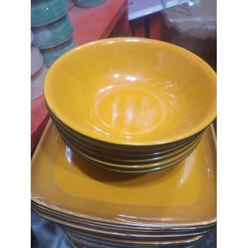 12 Pieces Unbreakable Ceramic Bowl & Flat Curved Plates
