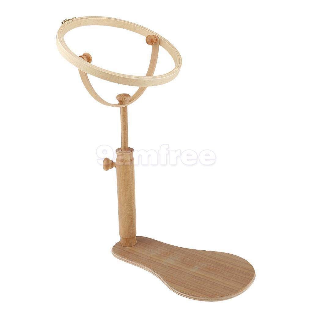 Embroidery Hoop Wooden Frame Cross Stitch Rack Stand Adjustable 35-46cm