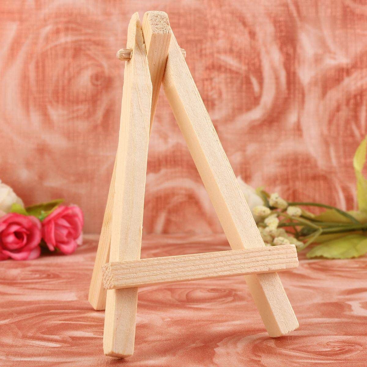 6PCs 2-10x 120mm Wood Artist Easel Wedding Cafe Party Name Card Stand Display Holder