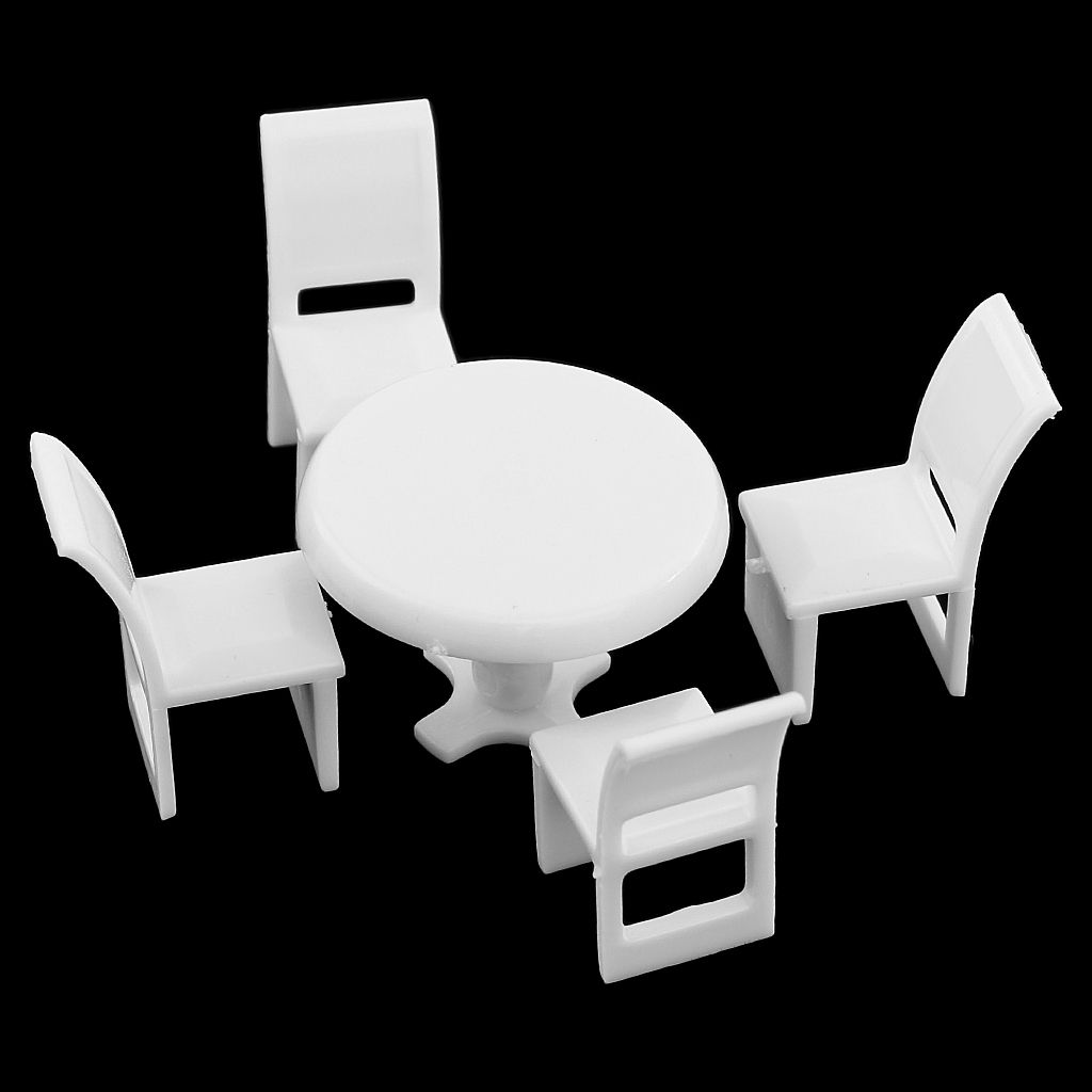 5pcs/Pack Miniature Plastic Table+Chair Model O OO For Dollhouse
