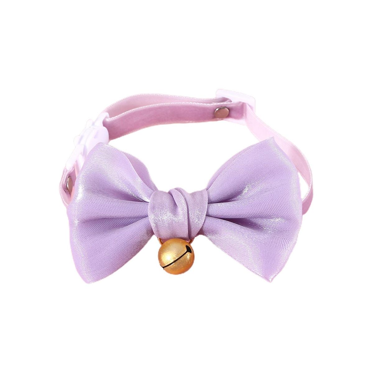 Dog Collar Teddy Necklace Tie with Bell Purple