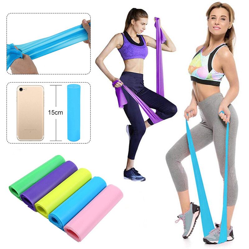150cmx15cm Elastic Yoga Resistance Pilates Latex Stretch Band Training Rubber Loops Strap Exercise Fitness Bands Pull Rope Gym Sports Green