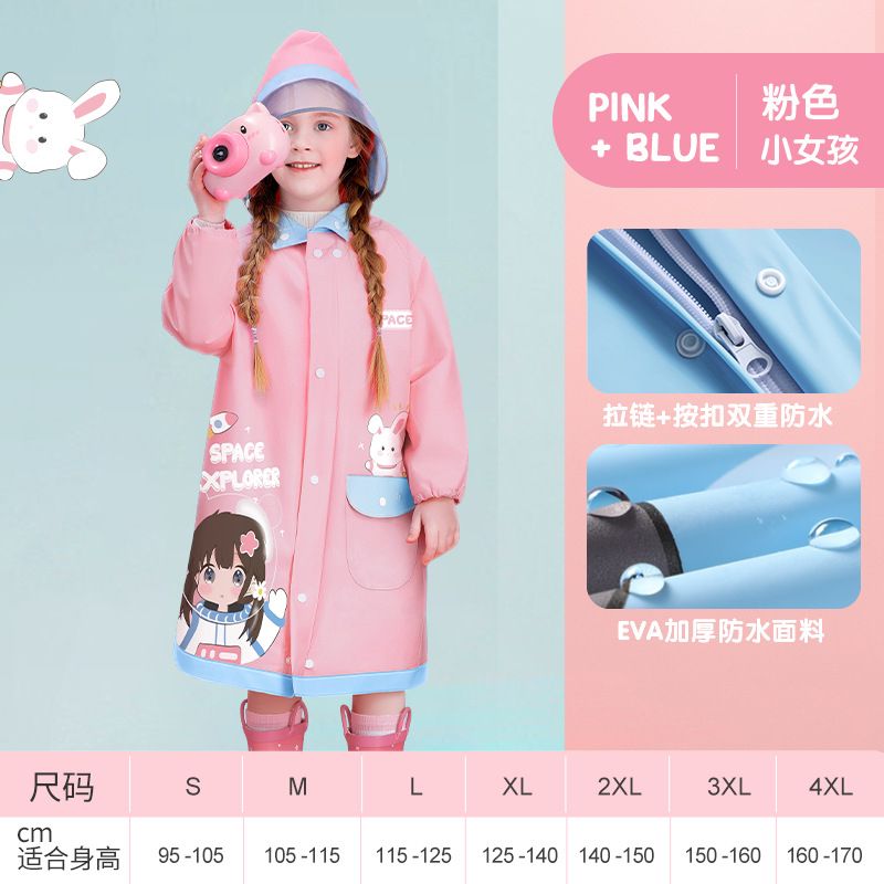 Large Brim Children's Raincoat For Girls And Primary School