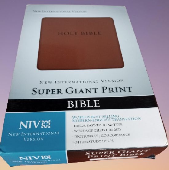 New International Version NIV Super Giant Print Bible,Italian Leather Duo Tone Brown By Zondervan
