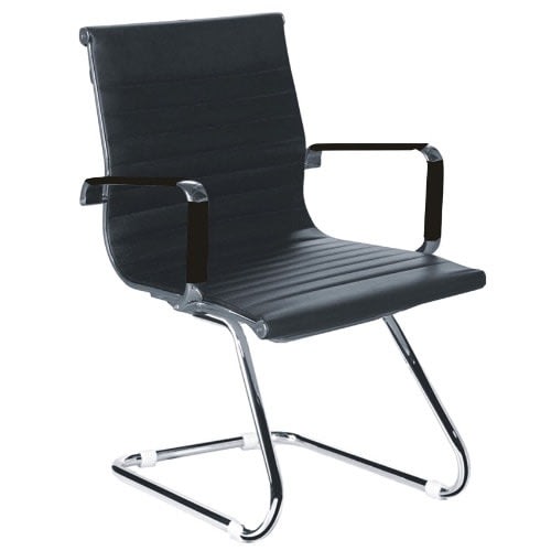 Executive Visitor Leather Office Chairs Without Wheels