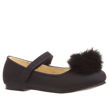 Girls Black Pom-pom Shoes