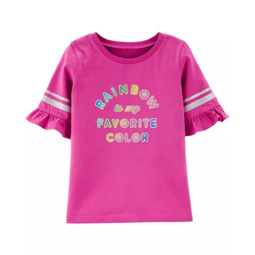 Girls Rainbow Is My Favourite Graphic Top -pink