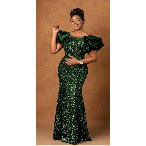 Turkey Sequence Dinner Gown - Green