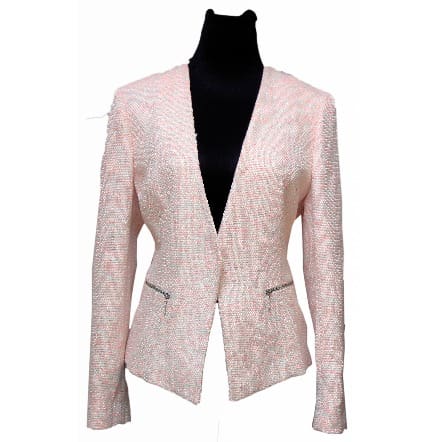 Open Front Tweed Blazer - Pink Multicolour