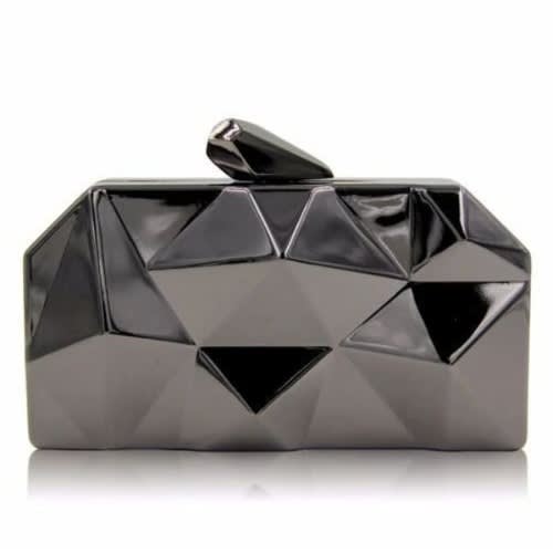 Metallic Clutch Purse - Black - 6 X 4 Inches