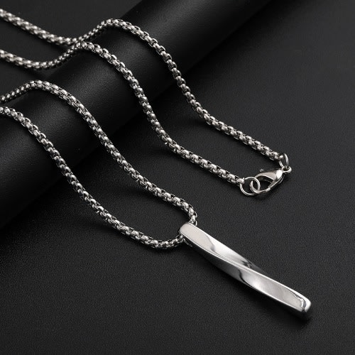 Men's Vintage Geometry Strip Necklace - Silver - 60cm