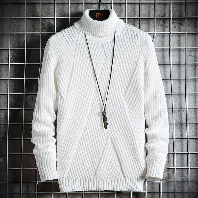 Winter High Ne Thi Warm Sweater Men Turtlene Brand Mens Sweaters Slim Fit-White