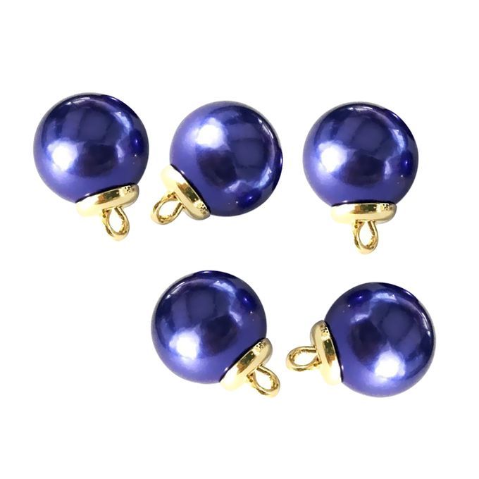 5Pcs 16mm Plastic Pearl Buttons Charms For Sewing Scrapbooking Blue