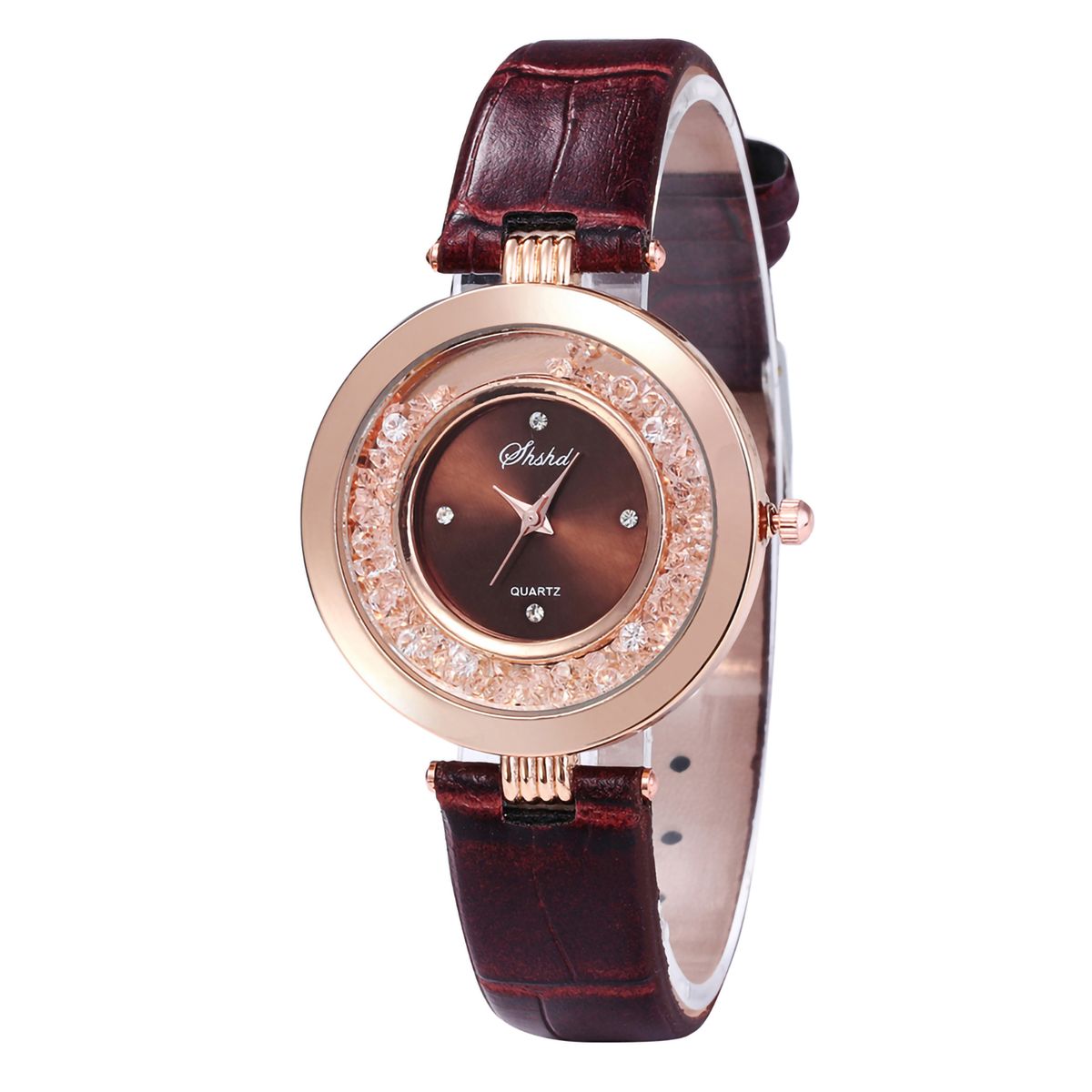Fashion Woman's Shiny Rhinestones Quicksand Faux-Brown