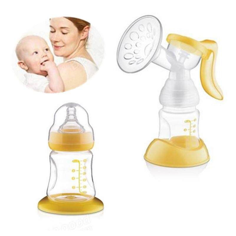 Yellow 150ML Manual Pump Feeding Pump Baby Milk Silicon With Milk Bottle