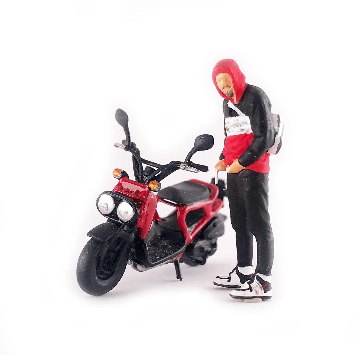Realistic Retro Motorcycle Model 1/64 Collectibles Supplies For Red