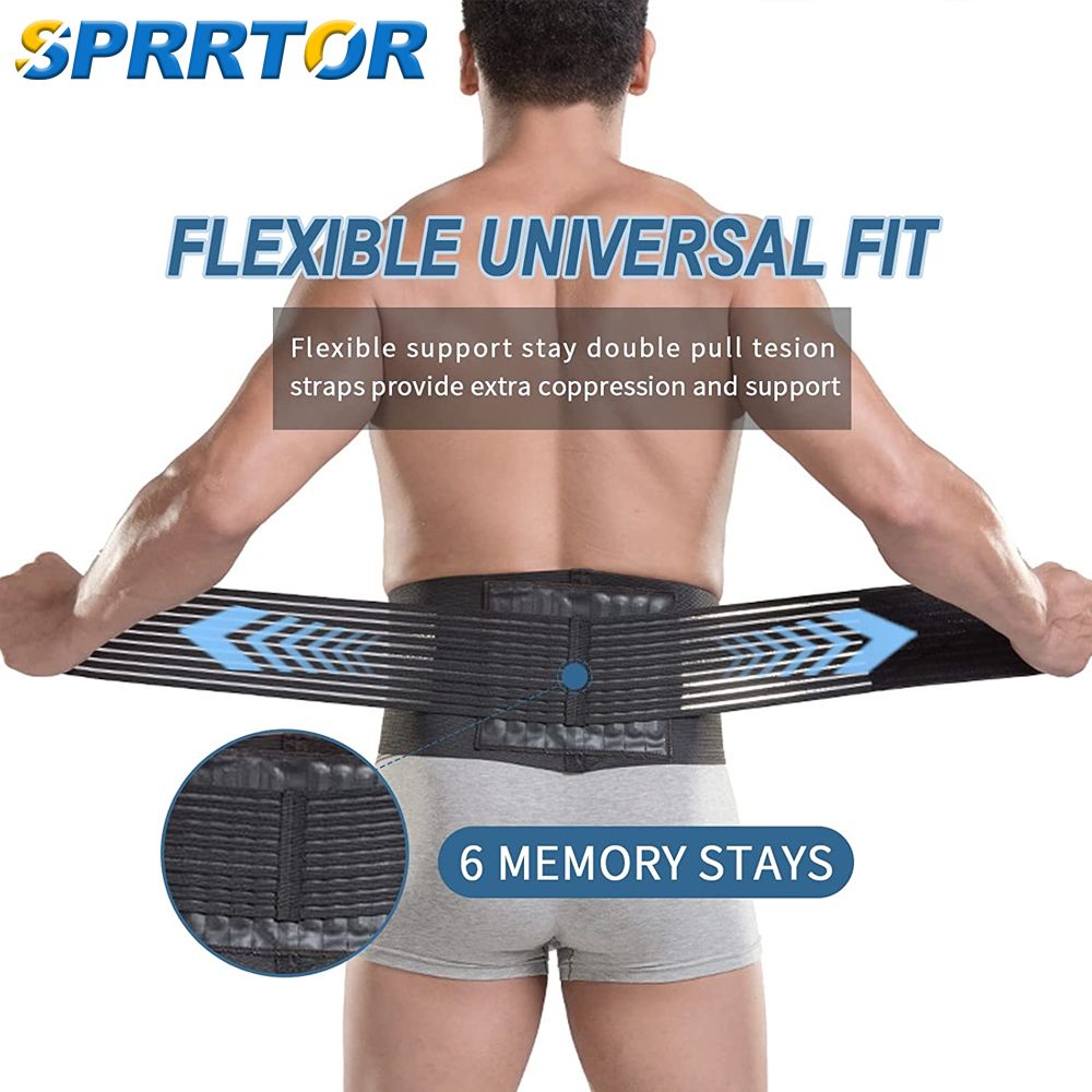 (Black)Lower Back Support Belt With 6 Stays,Adjustable Lumbar Support Belt For Sciatica,Scolio JIN