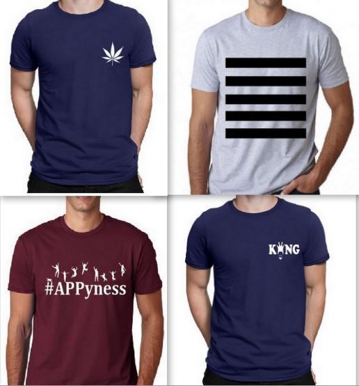 4 Polo(PK KING-PK FLOWER-CINQ LINES -HAPPY)T Shirt Round Neck MEN/Women