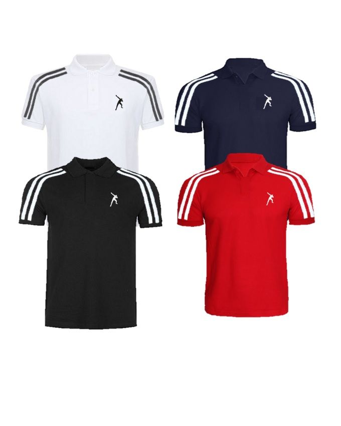 Men's Exclusive Shoulder Stripes Design Quality Polos 4 In 1
