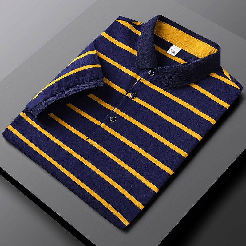 New Mens Leisure T-shirt Comfortable Cotton Short-Sleeve Polos Shirt For Men Yellow