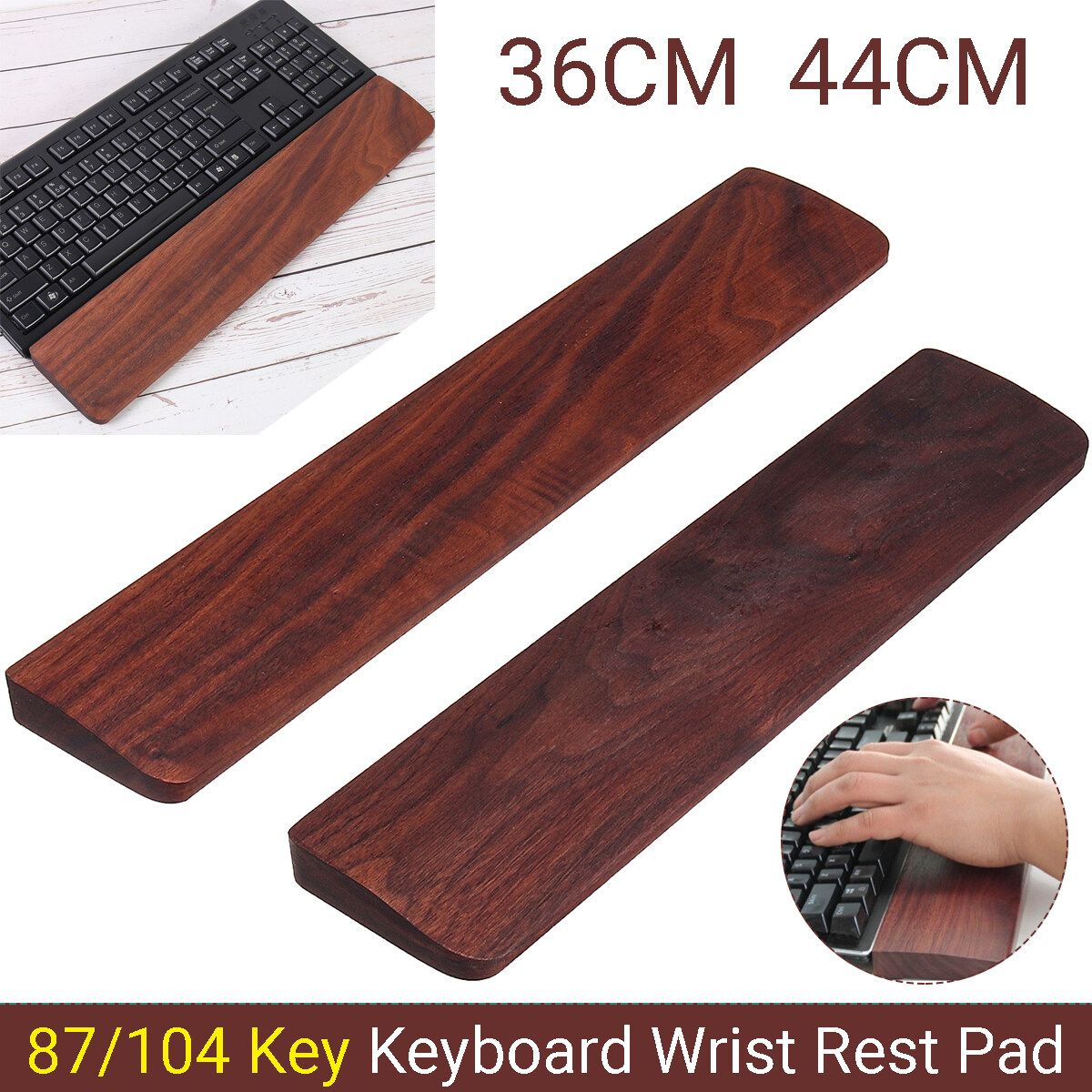 Walnut Wooden Keyboard Wrist Rest Vaydeer Ergonomic Gaming Desk Wrist Pad Suppor 44cm