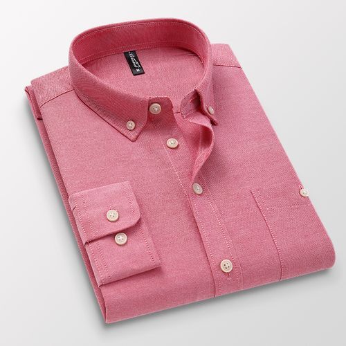 Men's Long Sleeve High Quality Shirt Slim Fit Trendy Business Casual Shirt Pink