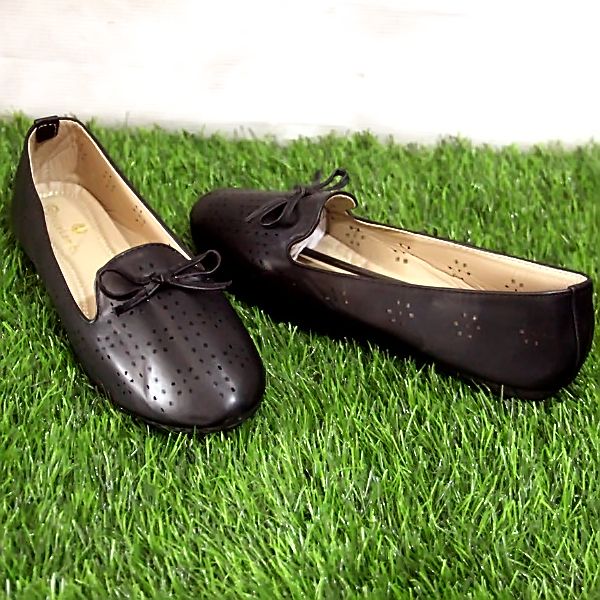 Ladies Patent Leather Ballerina Casual Flat Shoe-Black