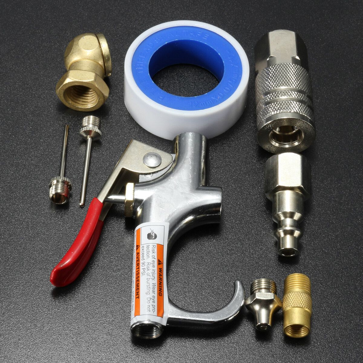 9pcs Air Compressor Blow Tool Kit Nozzle Inflation Spray Blower Set