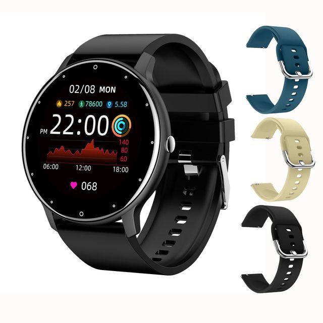CanMixs Smart Watch Women Men Lady Sport Fitness Smartwatch Sleep Heart Rate Monitor Waterproof Watches For IOS Android(#watch1 With 3 Straps)