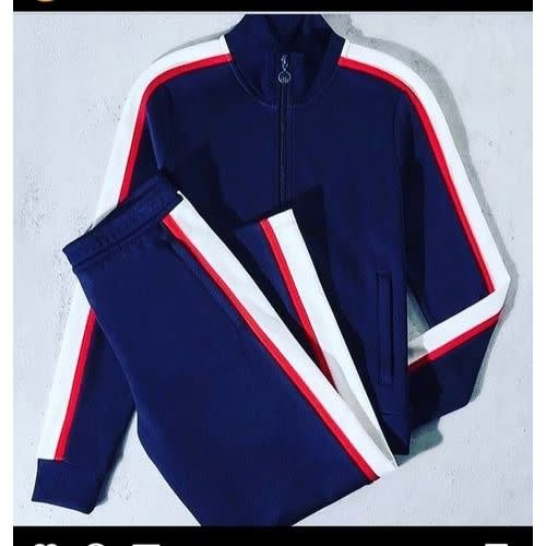Joggers And Sweatshirt - Navy-blue With Stripes - 2 Sets