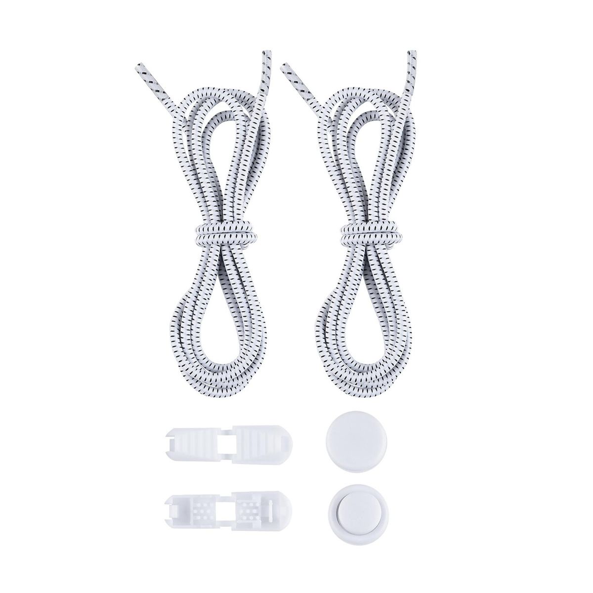 1 Set Tieless Shoelaces Elderly Children No Tie Shoes Strings White