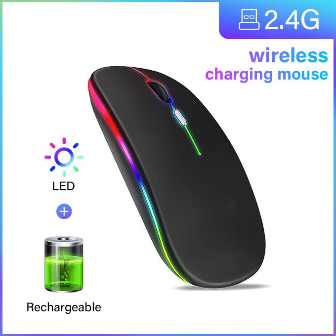 LED 2.4G Rechargeable Wireless Mouse Black