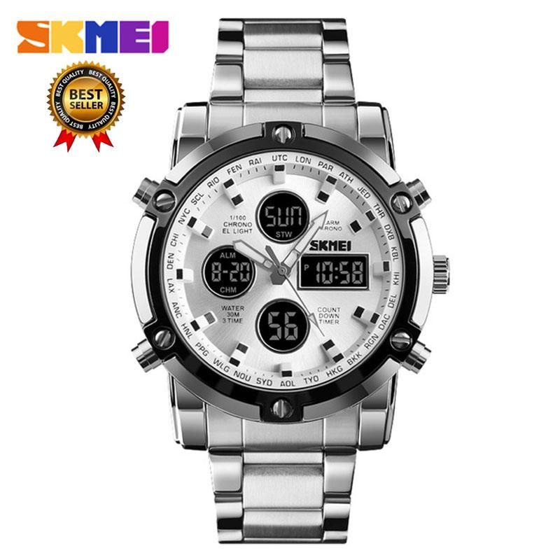 Mens Watches Top Luxury Brand Sports Watch   Countdown Stainless Steel Strap Quartz Wristwatches Men Clock Relogio Masculino 1389