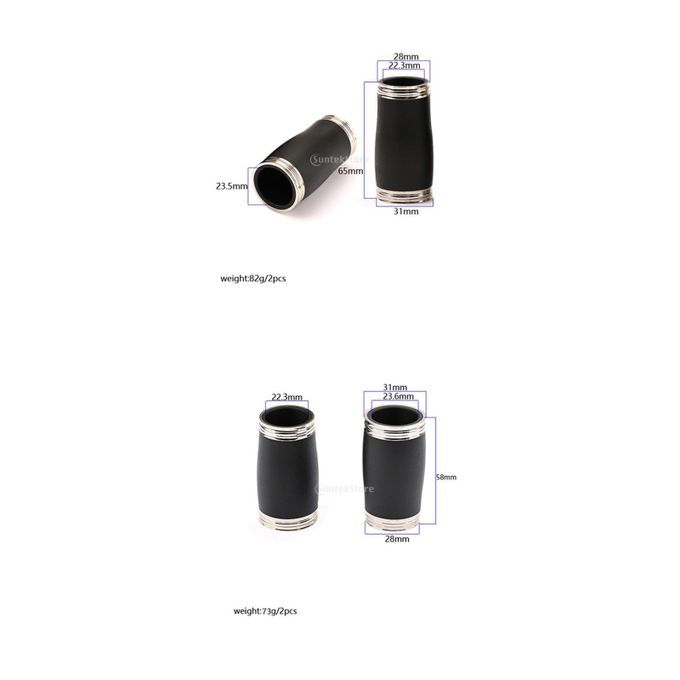 4x Bakelite Clarinet Metal B Flat Two Section Black For Musical