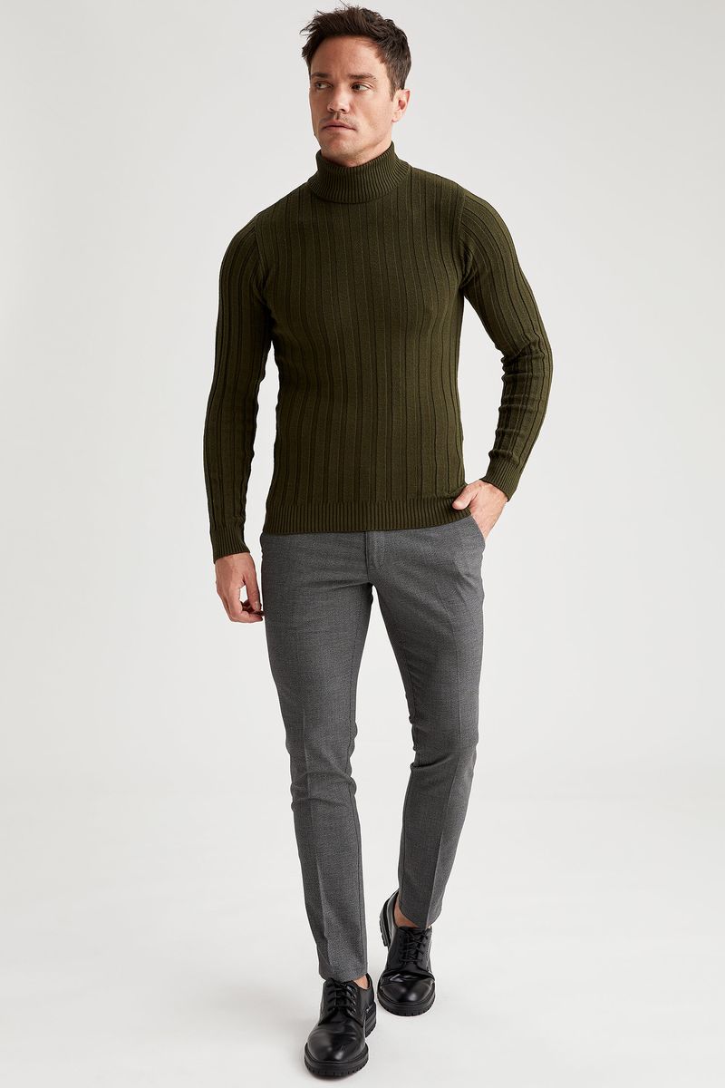 Man Smart Casual Tailored Fit Woven Trousers - Anthracite